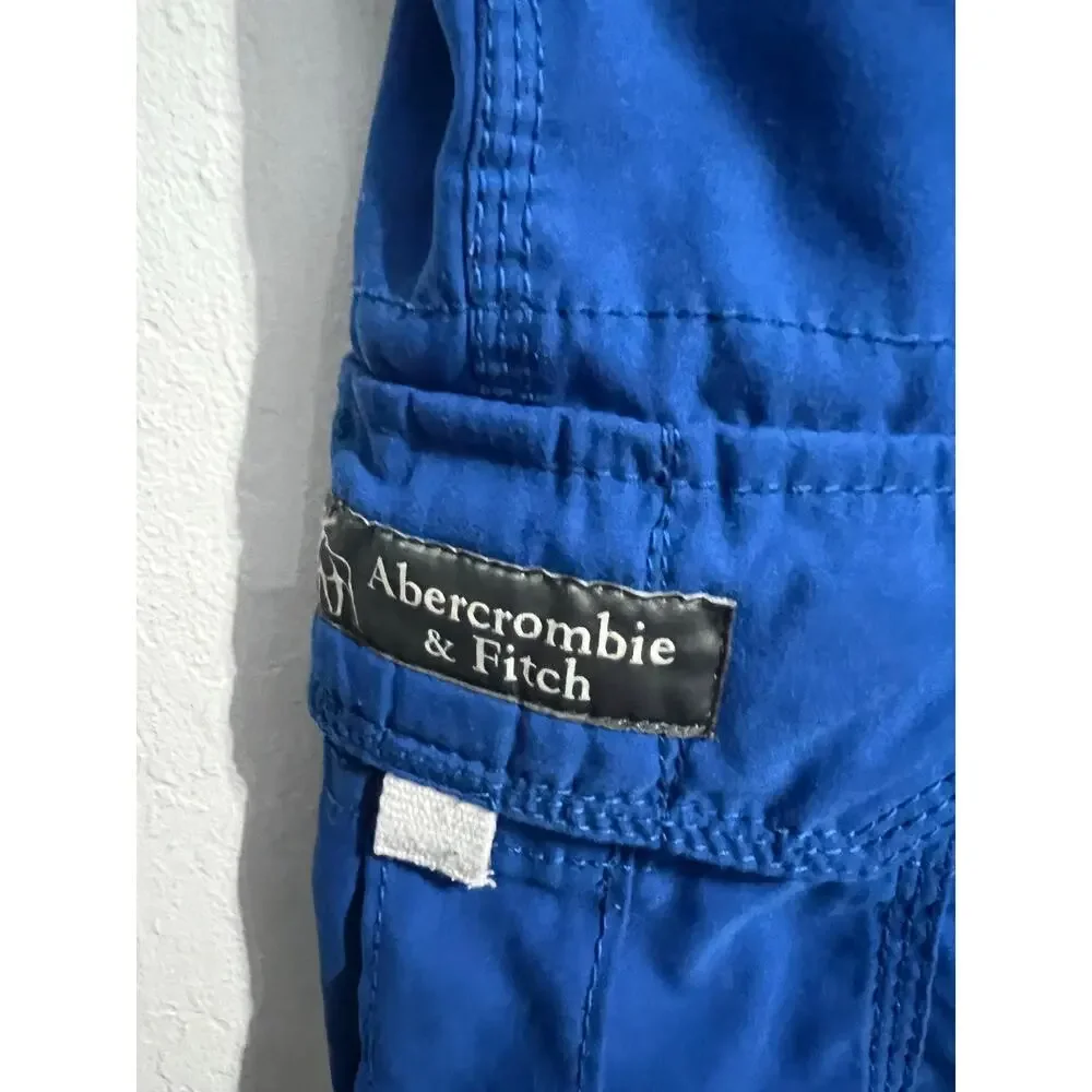 VTG Abercrombie Fitch Short Mens Small Y2K Boardshort Blue Spellout Swim